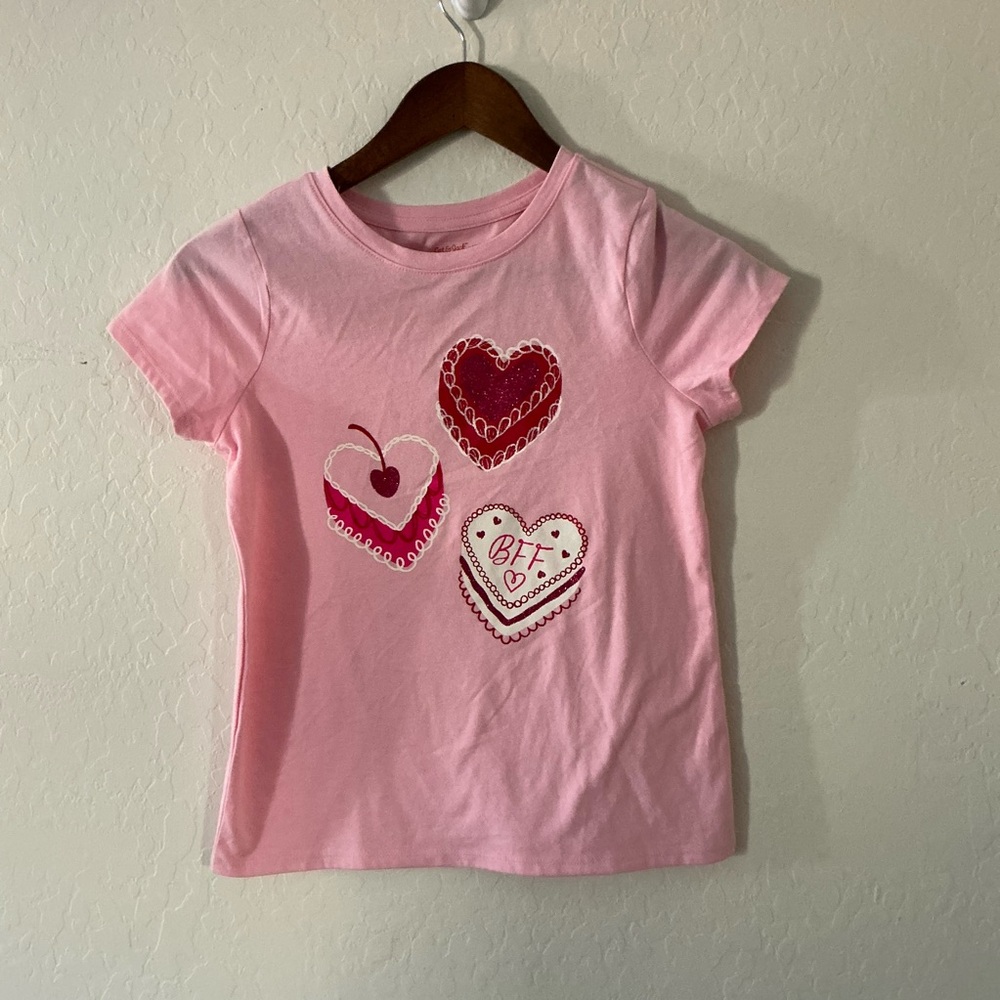 Cat & Jack Pink BFF Heart Valentine’s Day Tee Size Large 10/12